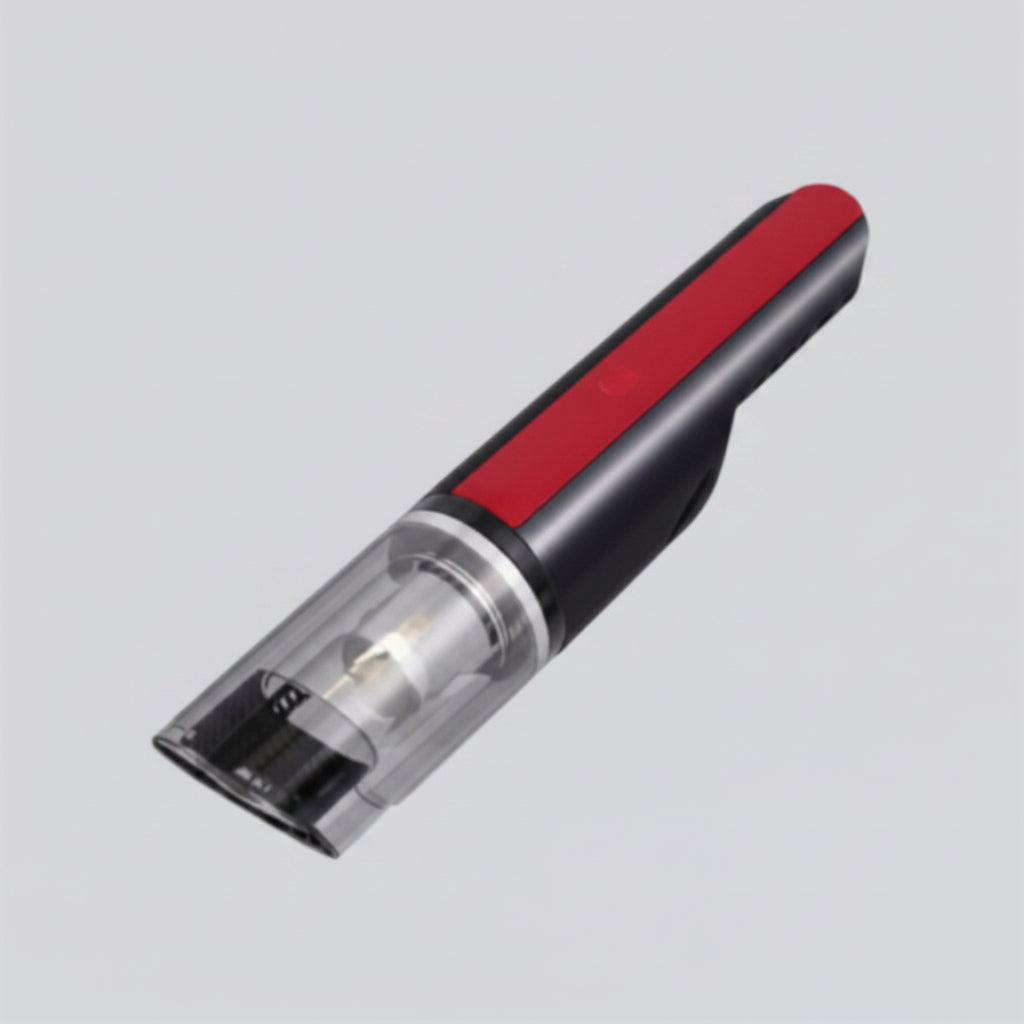 Portable vacuum cleaner with attachments on a white background