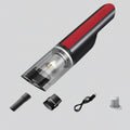 Portable vacuum cleaner with attachments on a white background