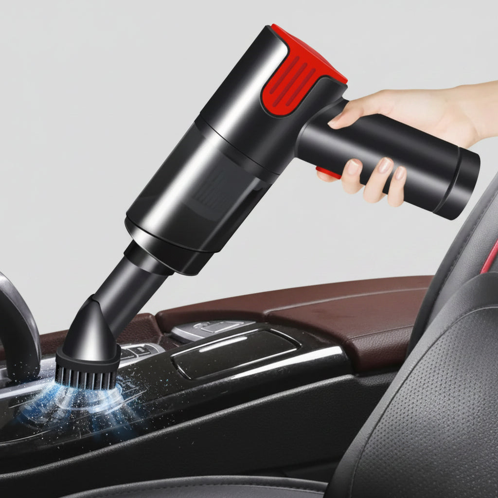 Handheld vacuum cleaner cleaning a car interior